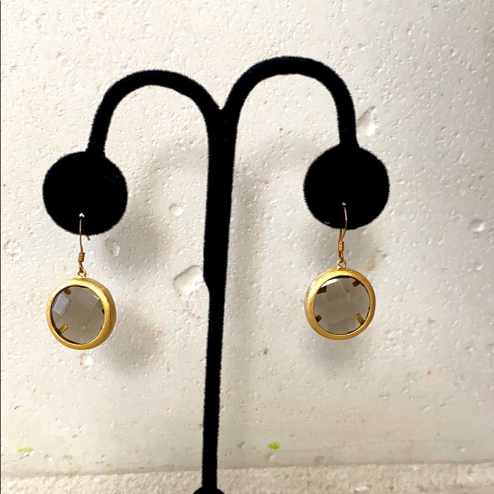 Gold Round Stone Earrings